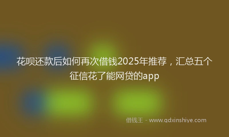 花呗还款后如何再次借钱2025年推荐，汇总五个征信花了能网贷的app