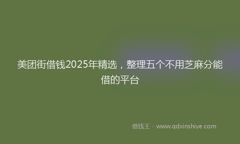 美团街借钱2025年精选，整理五个不用芝麻分能借的平台