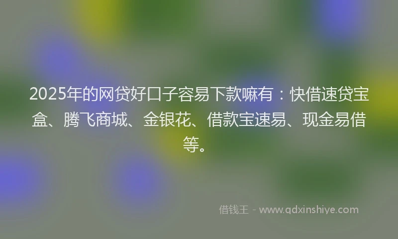 2025年的网贷好口子容易下款嘛有：快借速贷宝盒、腾飞商城、金银花、借款宝速易、现金易借等。