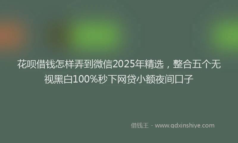 花呗借钱怎样弄到微信2025年精选，整合五个无视黑白100%秒下网贷小额夜间口子
