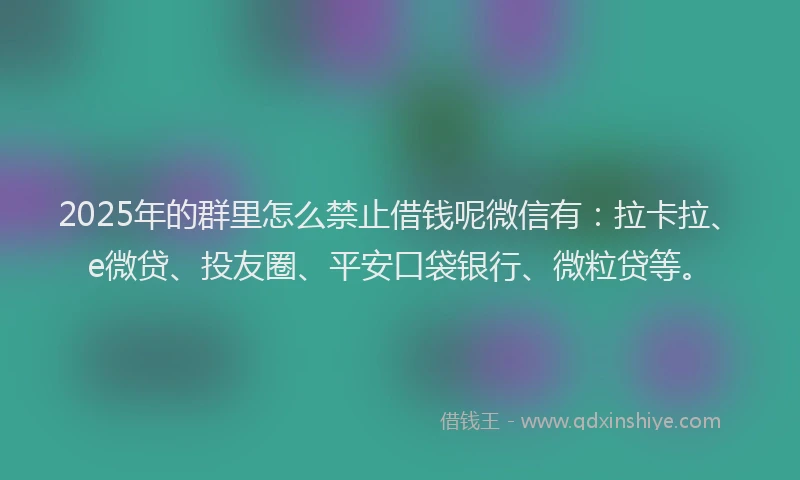 2025年的群里怎么禁止借钱呢微信有：拉卡拉、e微贷、投友圈、平安口袋银行、微粒贷等。