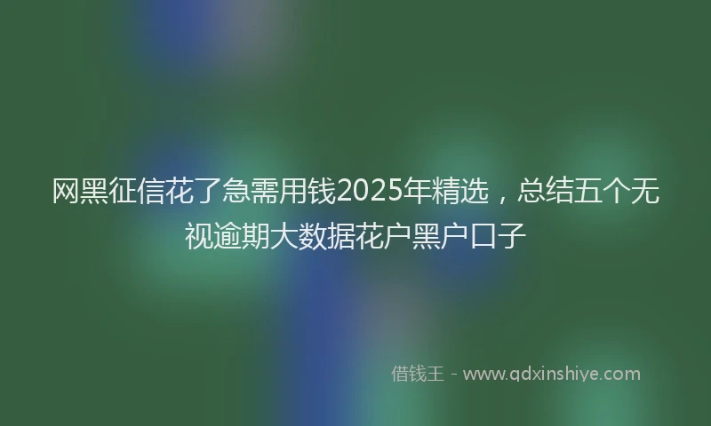 网黑征信花了急需用钱2025年精选，总结五个无视逾期大数据花户黑户口子