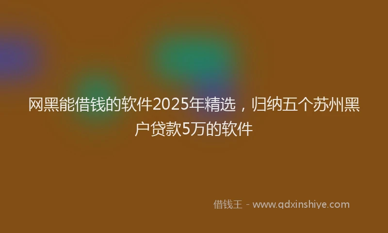 网黑能借钱的软件2025年精选，归纳五个苏州黑户贷款5万的软件