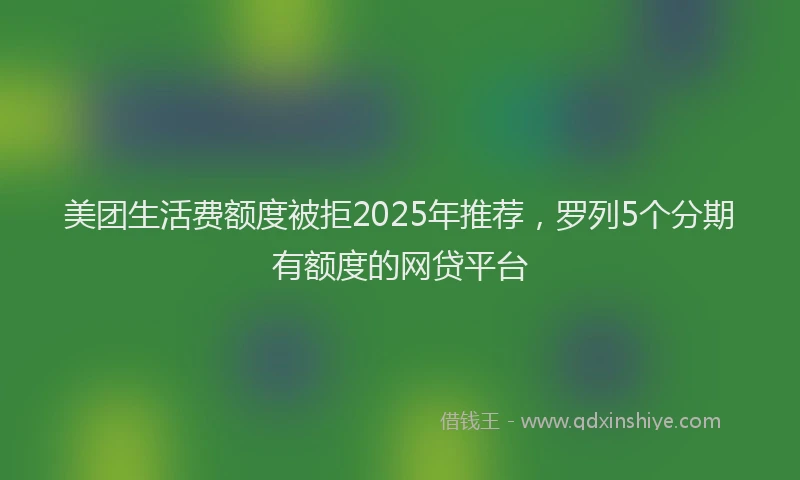 美团生活费额度被拒2025年推荐，罗列5个分期有额度的网贷平台