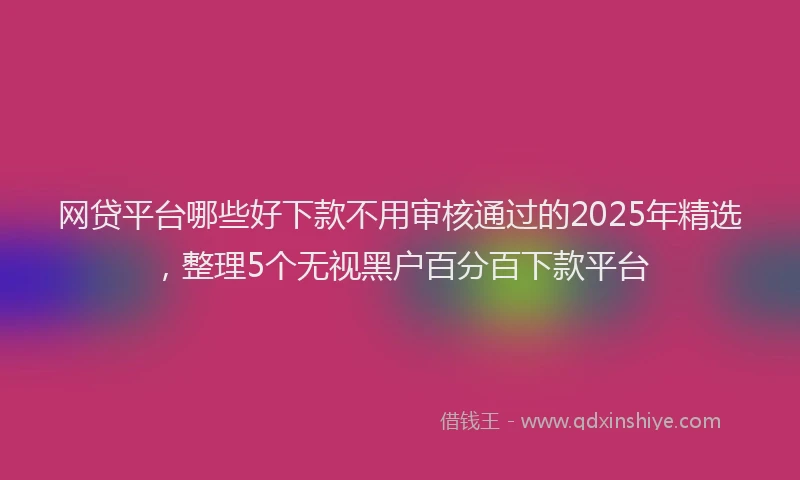 网贷平台哪些好下款不用审核通过的2025年精选，整理5个无视黑户百分百下款平台