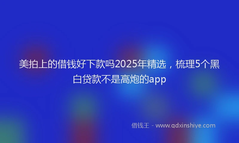 美拍上的借钱好下款吗2025年精选，梳理5个黑白贷款不是高炮的app