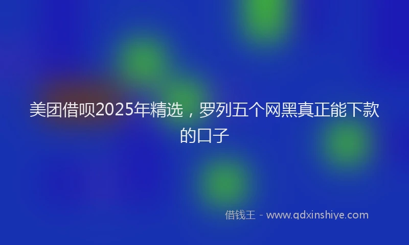 美团借呗2025年精选，罗列五个网黑真正能下款的口子