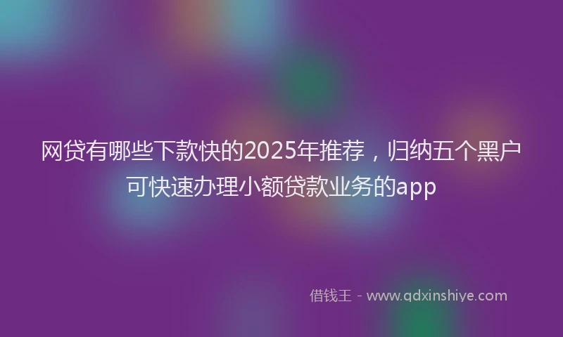 网贷有哪些下款快的2025年推荐，归纳五个黑户可快速办理小额贷款业务的app