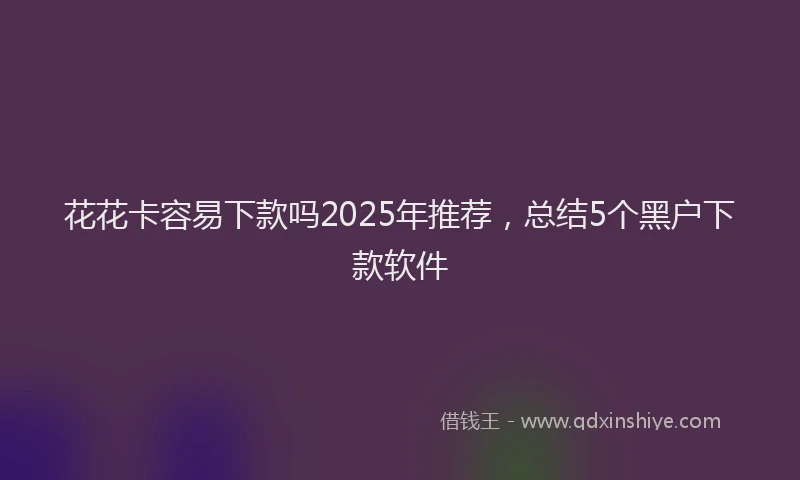 花花卡容易下款吗2025年推荐，总结5个黑户下款软件