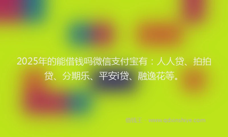 2025年的能借钱吗微信支付宝有：人人贷、拍拍贷、分期乐、平安i贷、融逸花等。