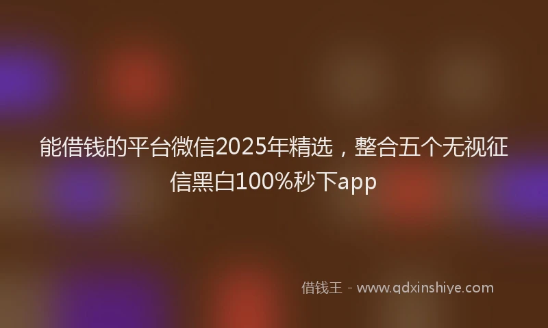 能借钱的平台微信2025年精选，整合五个无视征信黑白100%秒下app