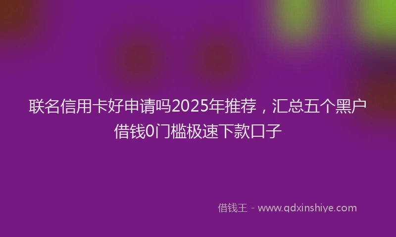 联名信用卡好申请吗2025年推荐，汇总五个黑户借钱0门槛极速下款口子