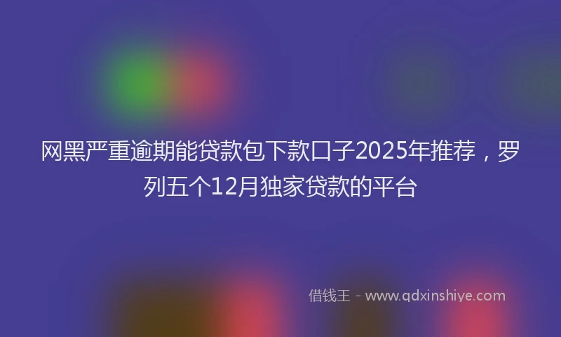 网黑严重逾期能贷款包下款口子2025年推荐，罗列五个12月独家贷款的平台
