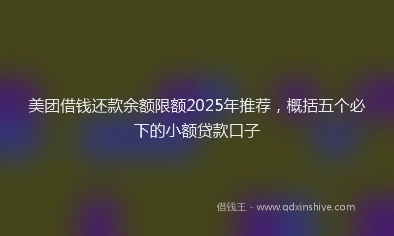 美团借钱还款余额限额2025年推荐，概括五个必下的小额贷款口子