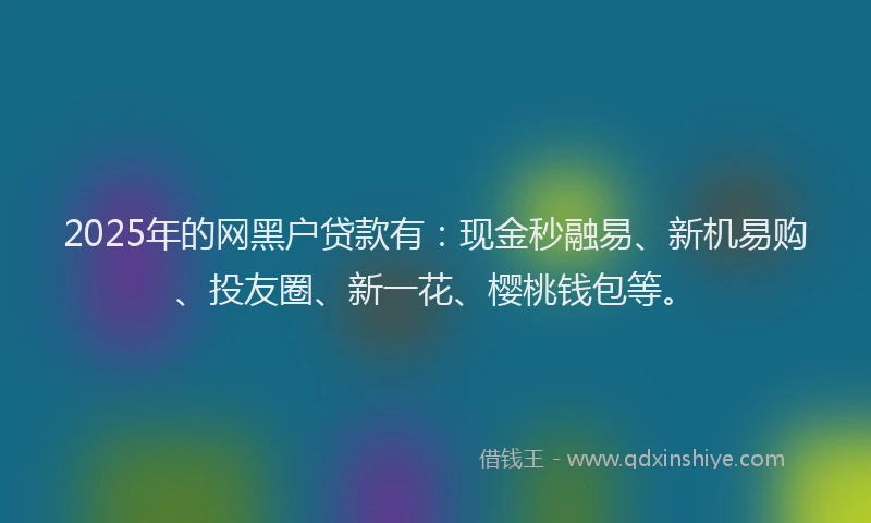 2025年的网黑户贷款有：现金秒融易、新机易购、投友圈、新一花、樱桃钱包等。
