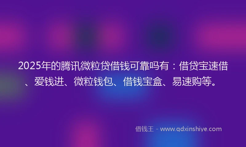 2025年的腾讯微粒贷借钱可靠吗有：借贷宝速借、爱钱进、微粒钱包、借钱宝盒、易速购等。