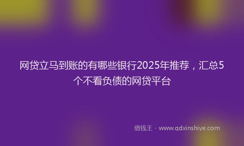 网贷立马到账的有哪些银行2025年推荐，汇总5个不看负债的网贷平台