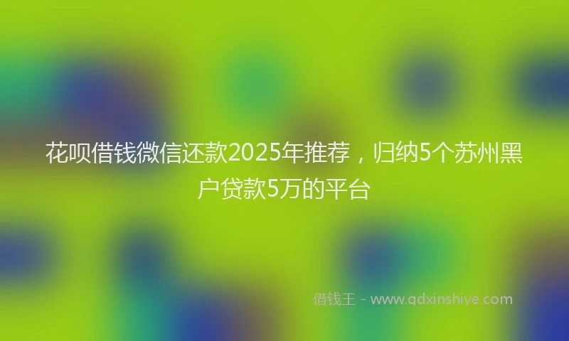花呗借钱微信还款2025年推荐，归纳5个苏州黑户贷款5万的平台