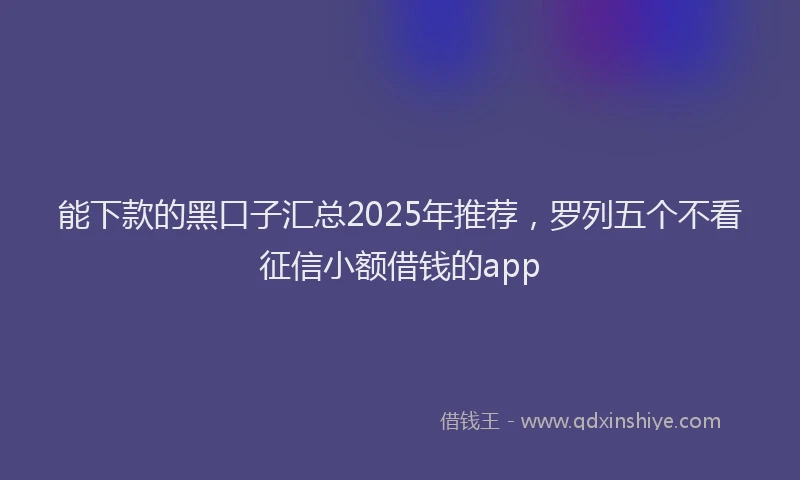 能下款的黑口子汇总2025年推荐，罗列五个不看征信小额借钱的app