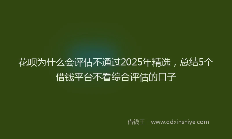 花呗为什么会评估不通过2025年精选，总结5个借钱平台不看综合评估的口子