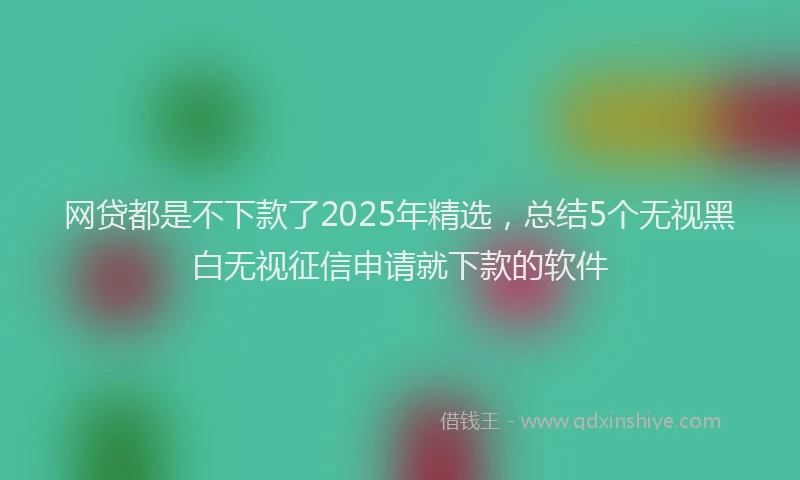 网贷都是不下款了2025年精选，总结5个无视黑白无视征信申请就下款的软件