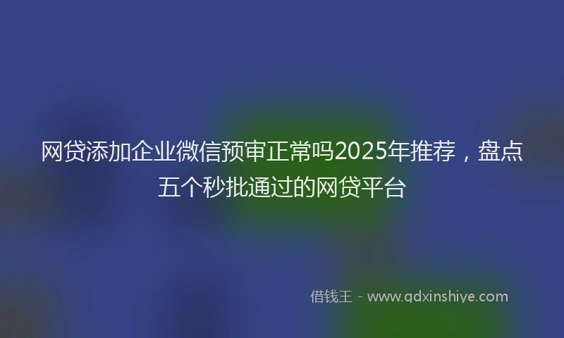 网贷添加企业微信预审正常吗2025年推荐，盘点五个秒批通过的网贷平台