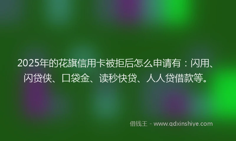 2025年的花旗信用卡被拒后怎么申请有：闪用、闪贷侠、口袋金、读秒快贷、人人贷借款等。