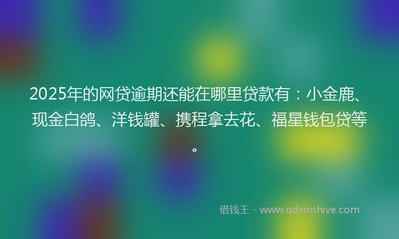2025年的网贷逾期还能在哪里贷款有：小金鹿、现金白鸽、洋钱罐、携程拿去花、福星钱包贷等。