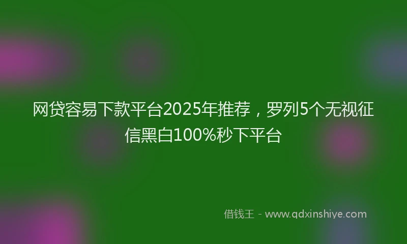 网贷容易下款平台2025年推荐，罗列5个无视征信黑白100%秒下平台