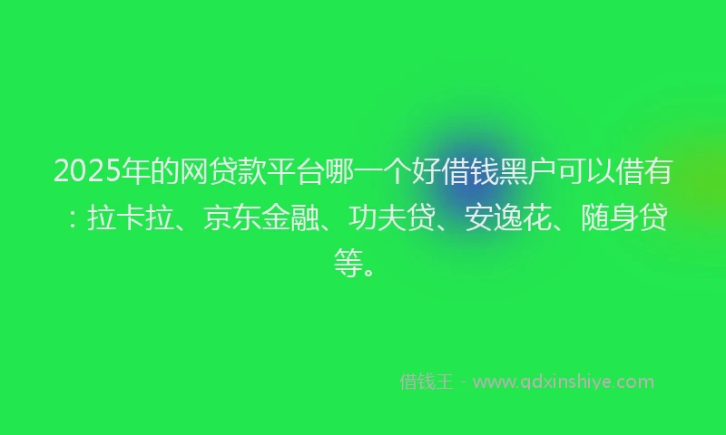 2025年的网贷款平台哪一个好借钱黑户可以借有：拉卡拉、京东金融、功夫贷、安逸花、随身贷等。
