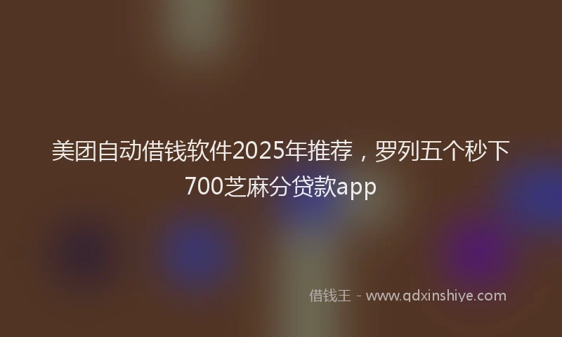 美团自动借钱软件2025年推荐，罗列五个秒下700芝麻分贷款app