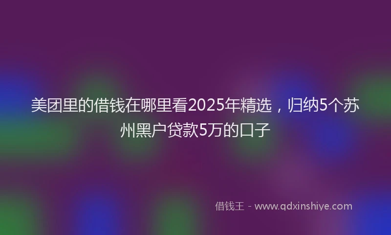 美团里的借钱在哪里看2025年精选，归纳5个苏州黑户贷款5万的口子