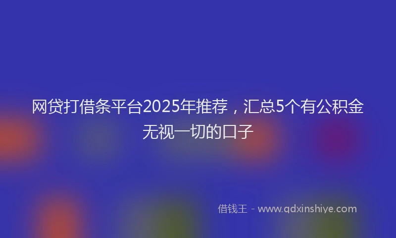 网贷打借条平台2025年推荐，汇总5个有公积金无视一切的口子