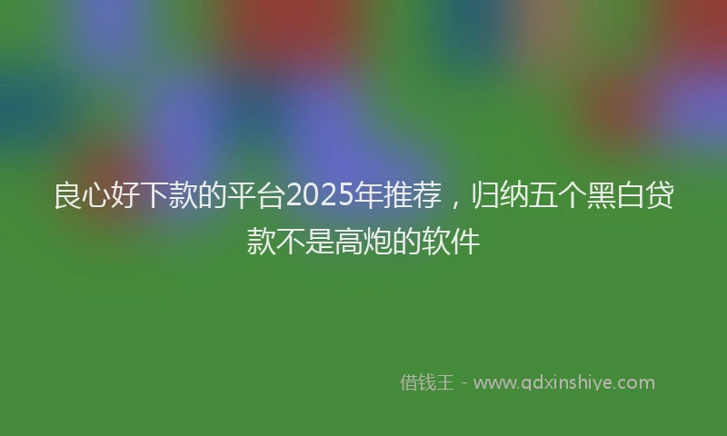 良心好下款的平台2025年推荐，归纳五个黑白贷款不是高炮的软件