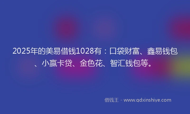 2025年的美易借钱1028有：口袋财富、鑫易钱包、小赢卡贷、金色花、智汇钱包等。