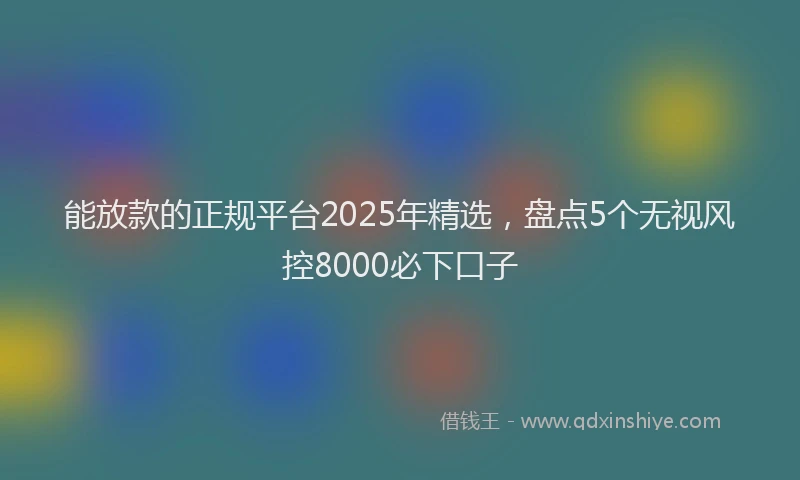 能放款的正规平台2025年精选，盘点5个无视风控8000必下口子