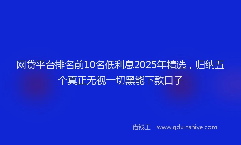 网贷平台排名前10名低利息2025年精选，归纳五个真正无视一切黑能下款口子