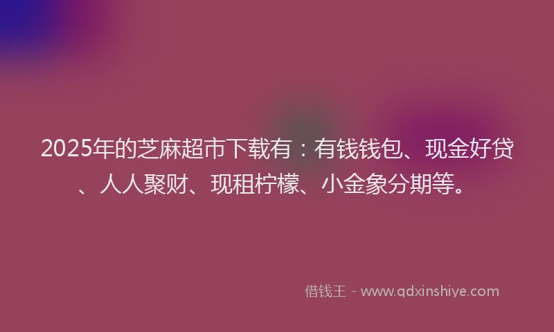 2025年的芝麻超市下载有：有钱钱包、现金好贷、人人聚财、现租柠檬、小金象分期等。