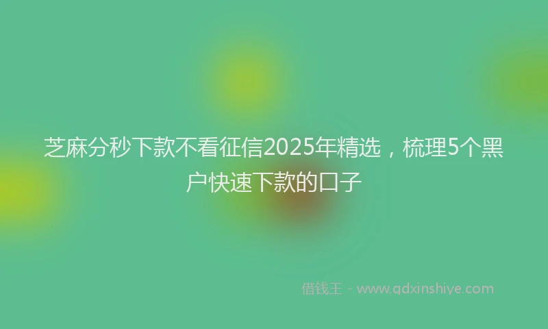 芝麻分秒下款不看征信2025年精选，梳理5个黑户快速下款的口子