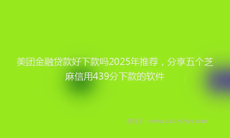 美团金融贷款好下款吗2025年推荐，分享五个芝麻信用439分下款的软件