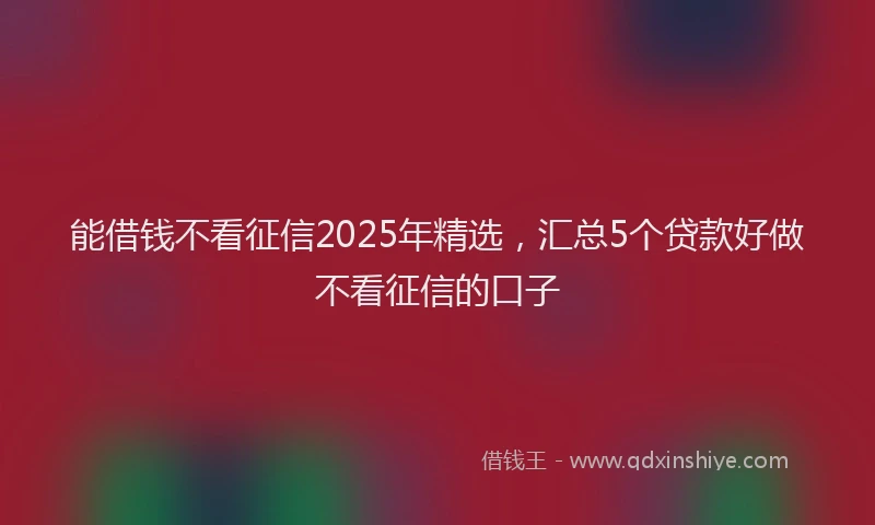 能借钱不看征信2025年精选，汇总5个贷款好做不看征信的口子