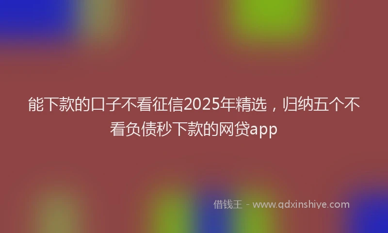 能下款的口子不看征信2025年精选，归纳五个不看负债秒下款的网贷app