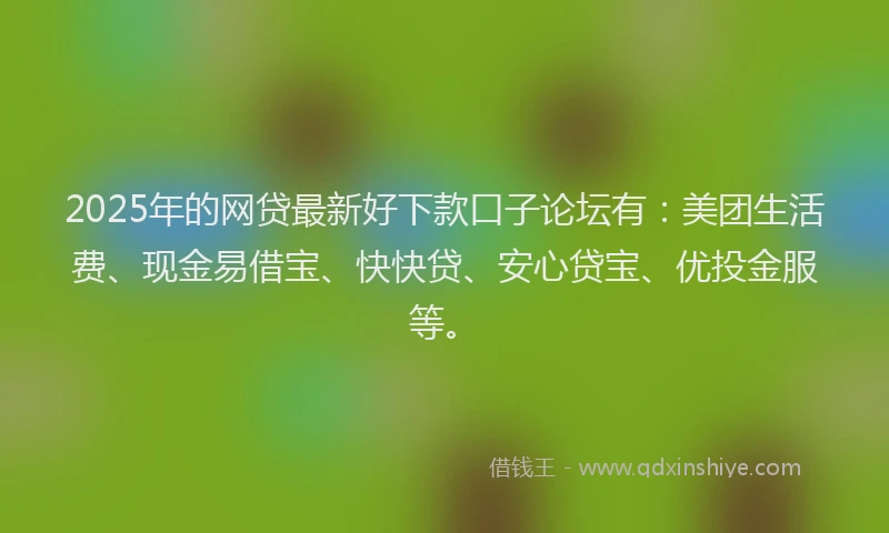 2025年的网贷最新好下款口子论坛有：美团生活费、现金易借宝、快快贷、安心贷宝、优投金服等。