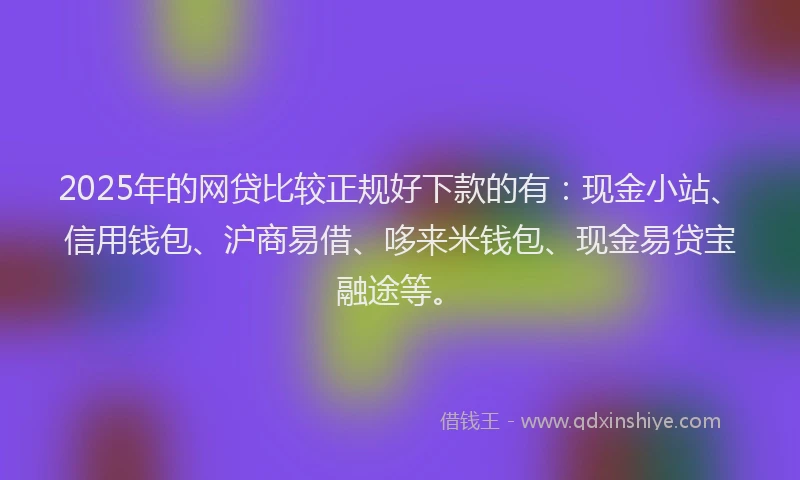 2025年的网贷比较正规好下款的有：现金小站、信用钱包、沪商易借、哆来米钱包、现金易贷宝融途等。