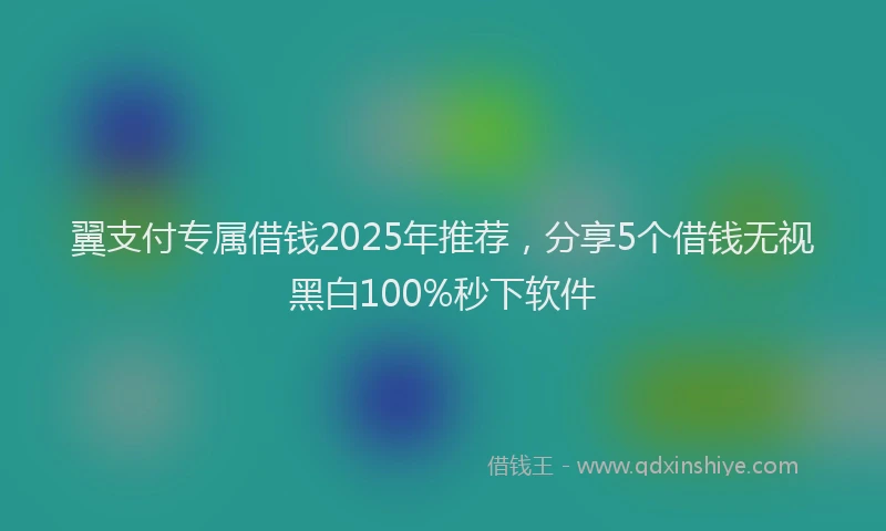 翼支付专属借钱2025年推荐，分享5个借钱无视黑白100%秒下软件