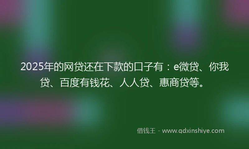 2025年的网贷还在下款的口子有：e微贷、你我贷、百度有钱花、人人贷、惠商贷等。