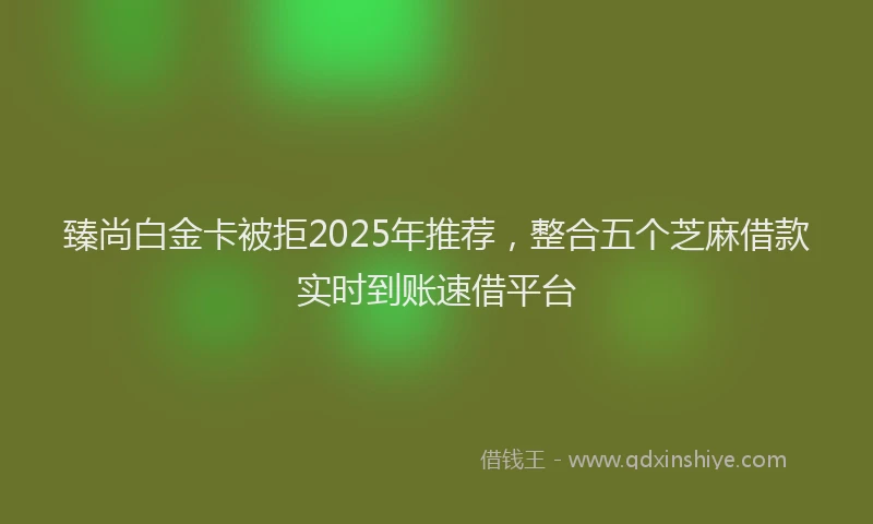 臻尚白金卡被拒2025年推荐，整合五个芝麻借款实时到账速借平台
