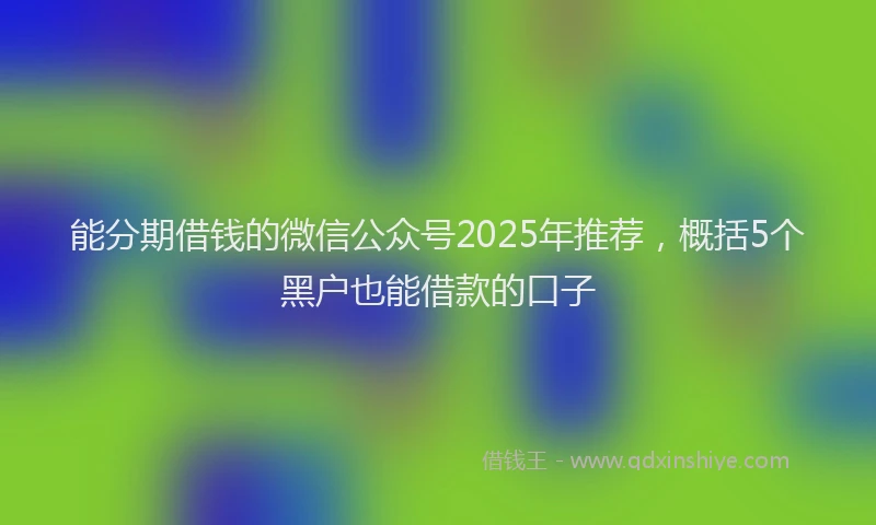 能分期借钱的微信公众号2025年推荐，概括5个黑户也能借款的口子