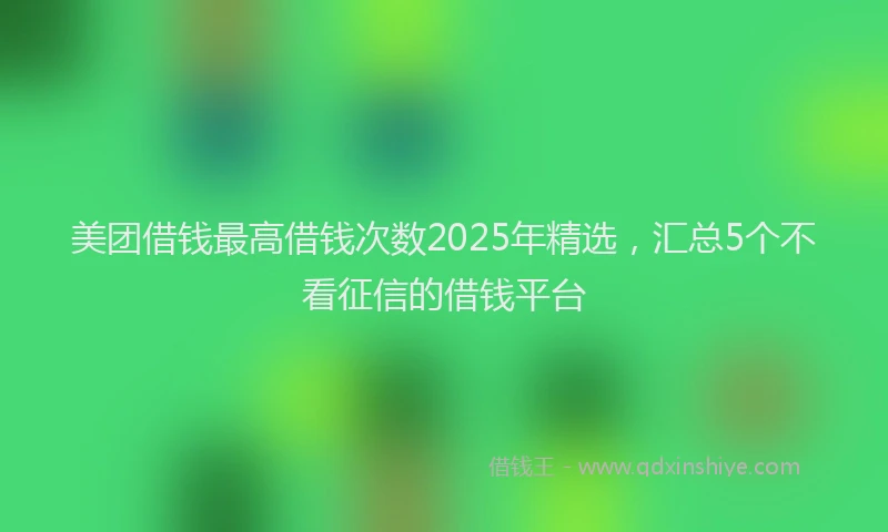 美团借钱最高借钱次数2025年精选，汇总5个不看征信的借钱平台