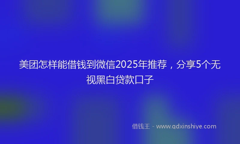美团怎样能借钱到微信2025年推荐，分享5个无视黑白贷款口子